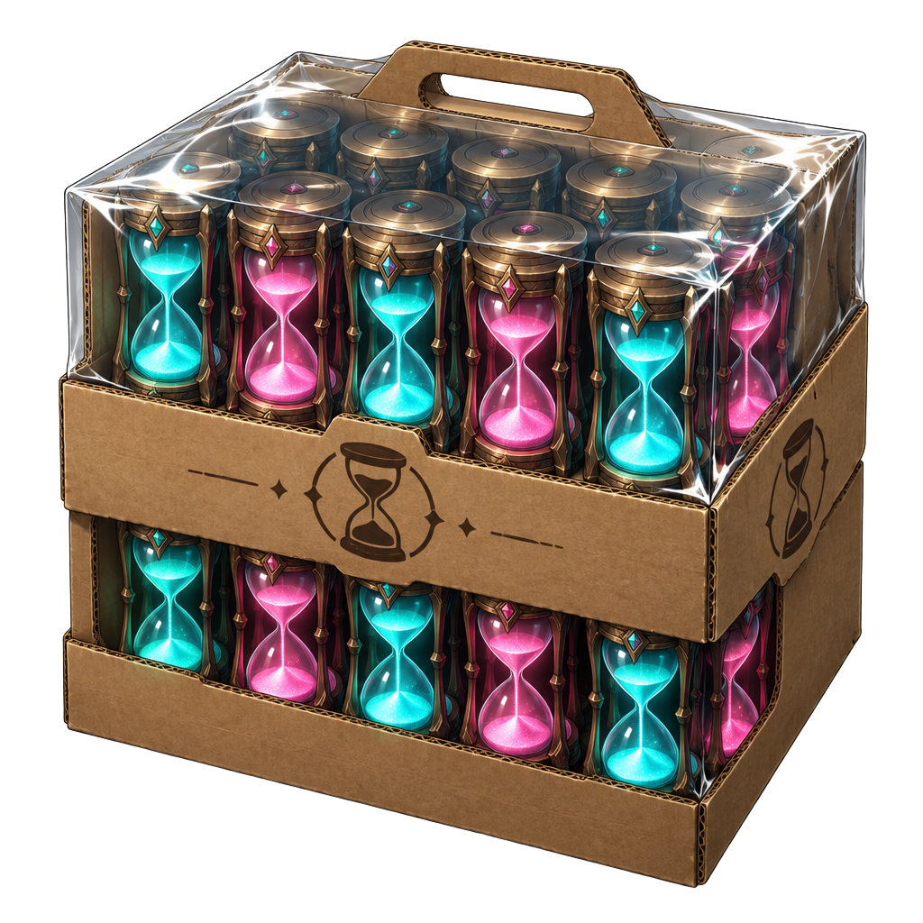 Crate of 24 hourglasses